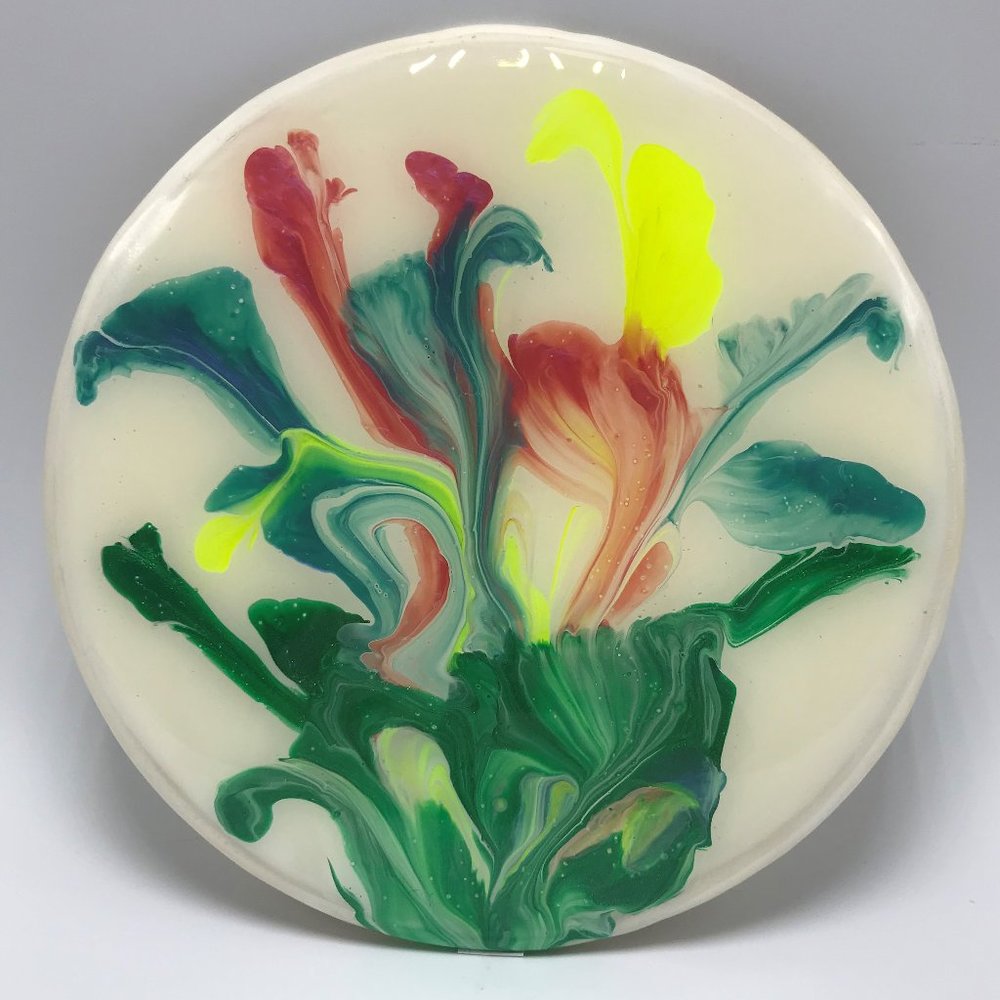 NWOT Spring Flowers Acrylic Painting, Acrylic Pour